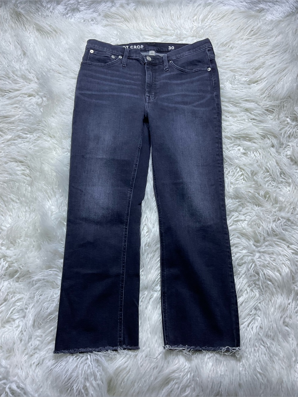 J Crew 9" demi-boot crop jean in Charcoal wash